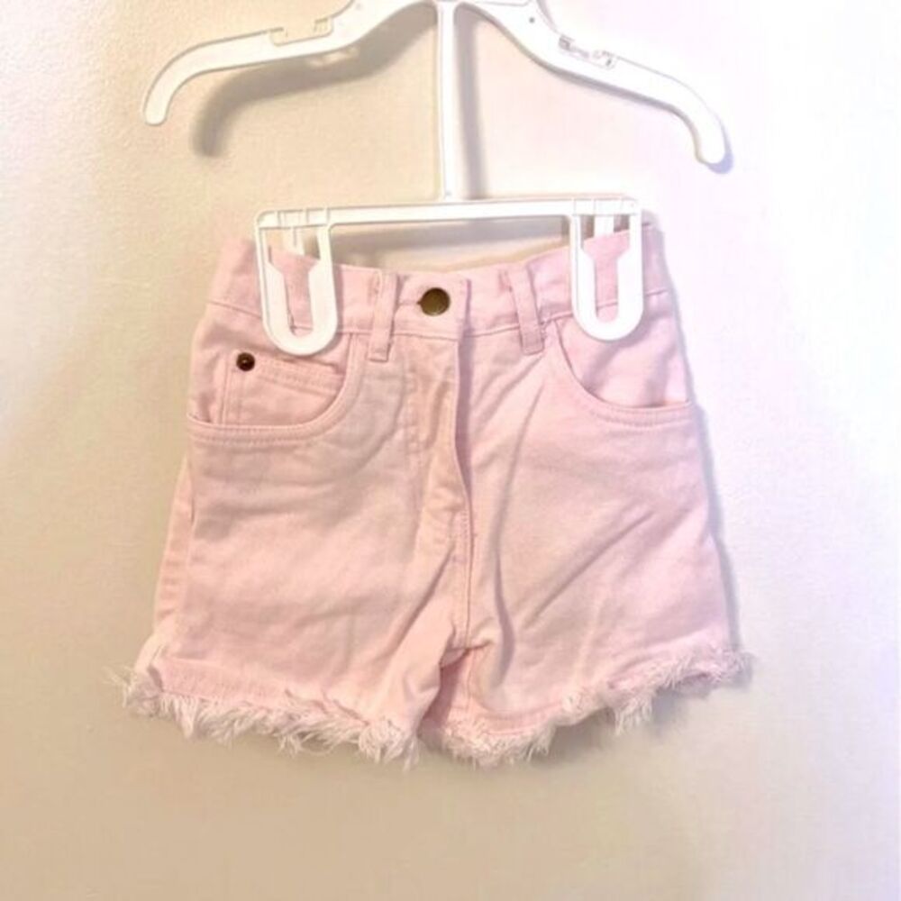 Vintage 1990s Pink Fringe Jean Shorts